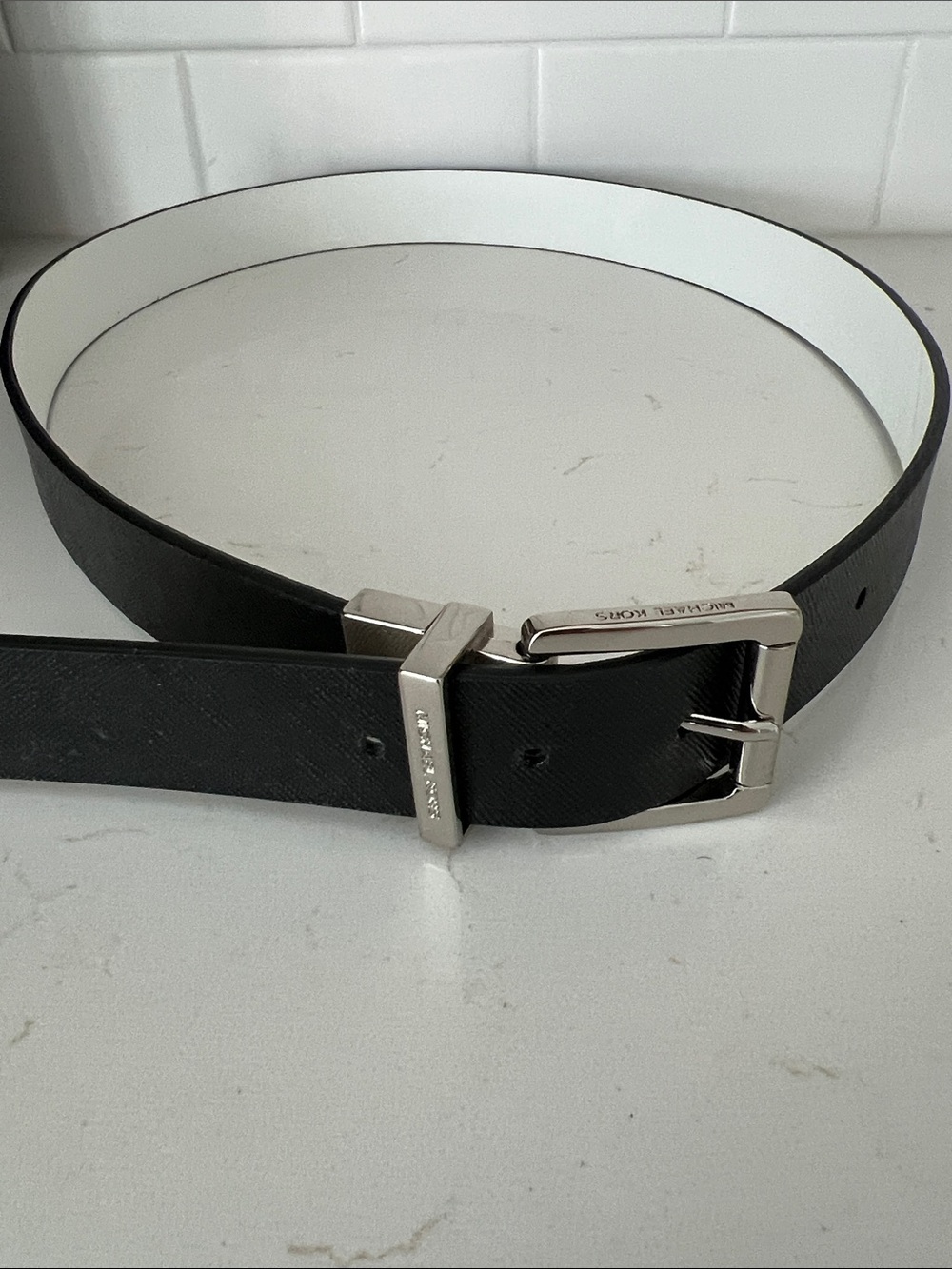 Michael Kors Black with White Reversible Leather Men’s Belt